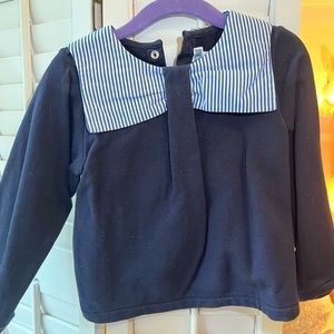 EUC Jacadi girls sweatshirt with striped sailor detail.